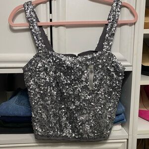 Abercrombie & Fitch Glittering Silver Tank Top